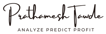 Prathamesh Tawde Website Logo with three mission text words Analyze Predict profit